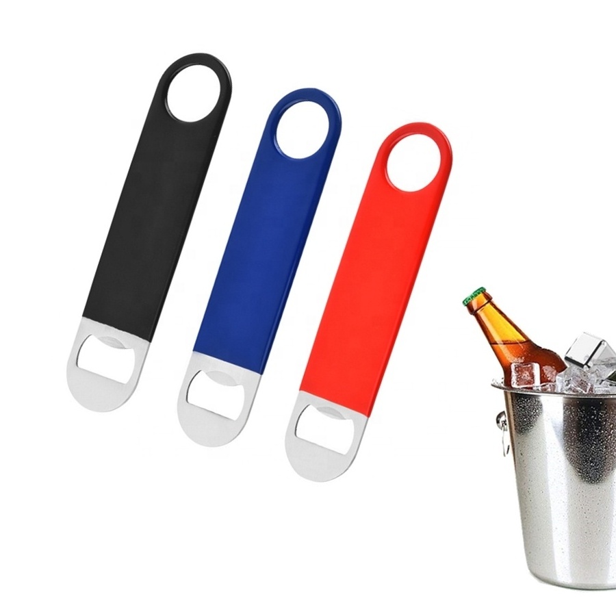 7 inches Red Black Blue Stainless Steel Flat Bottle Opener Solid and Durable Beer Openers