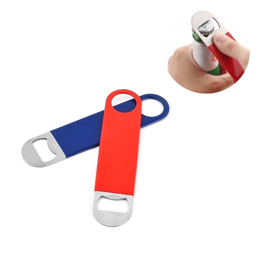 7 inches Red Black Blue Stainless Steel Flat Bottle Opener Solid and Durable Beer Openers