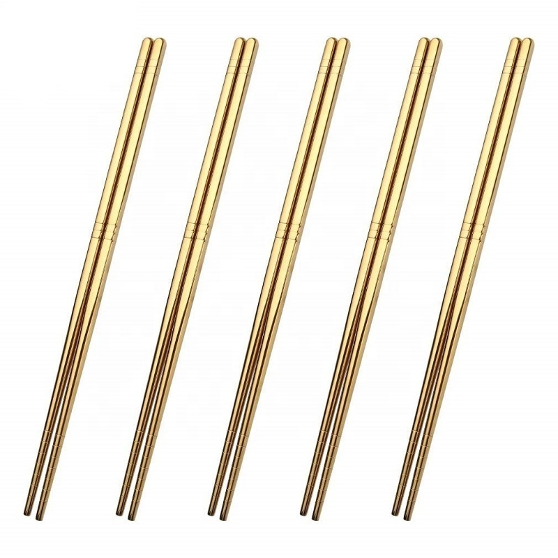 Titanium Gold 304 chopsticks Stainless Steel Square Chopsticks Metal Chopsticks