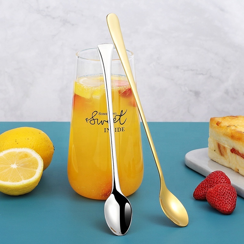 Stainless Steel Long Handle Teaspoons Stirring Tea Coffee Spoon Ice Cream Spoon Bar Drink Cocktail Mixing Spoon