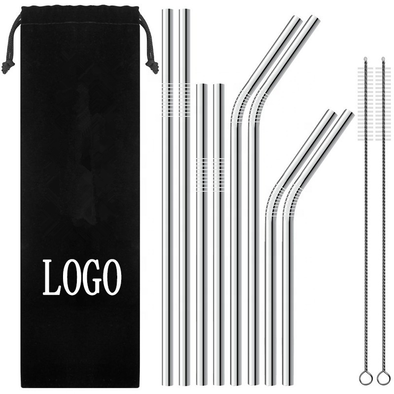 wholesale stainless steel reusable metal drinking straws with customized logo