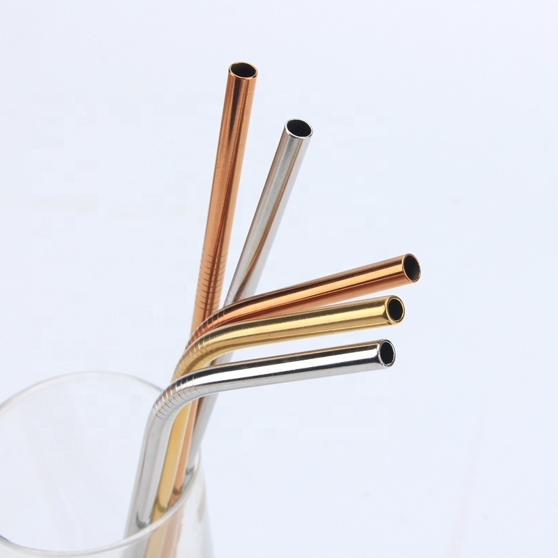 wholesale stainless steel reusable metal drinking straws with customized logo