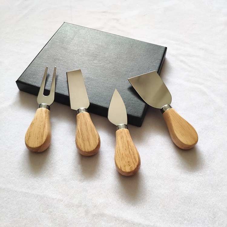 Set of 4 pcs Cheese Knives with Wood Handle Steel Stainless Cheese Slicer Cheese Cutter