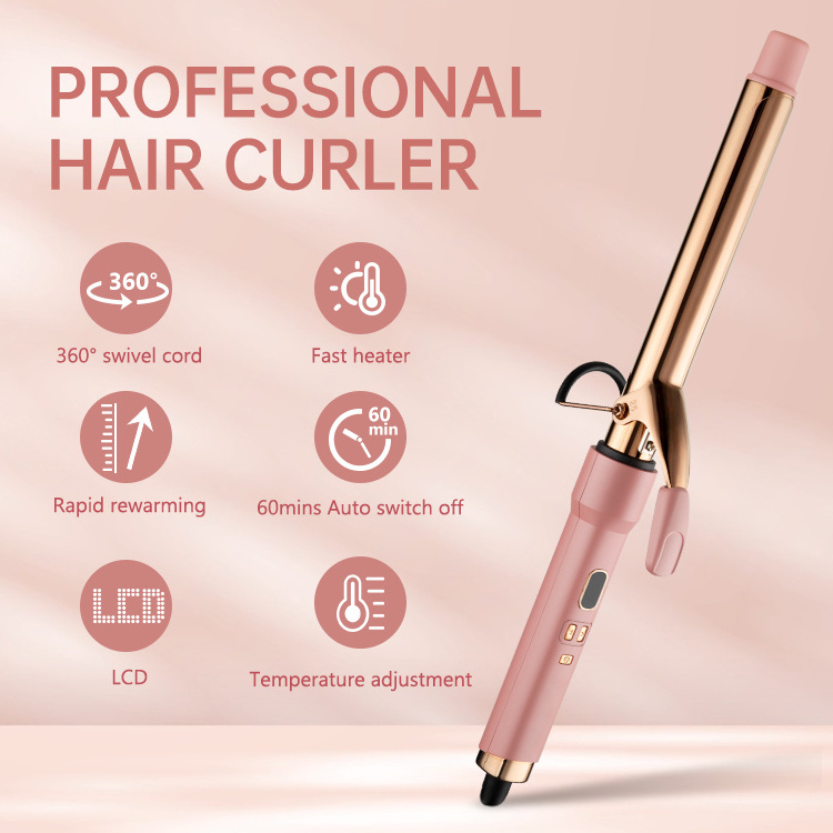 Private Label Salon use Electric hair curler 19/22/25/28/32/38mm Professional Hair Curling Iron