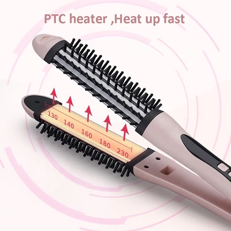 Japanese hair straightening portable electric hair curler comb Curler Brush 2 In 1 Hair Straightener