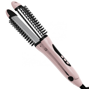 Japanese hair straightening portable electric hair curler comb Curler Brush 2 In 1 Hair Straightener