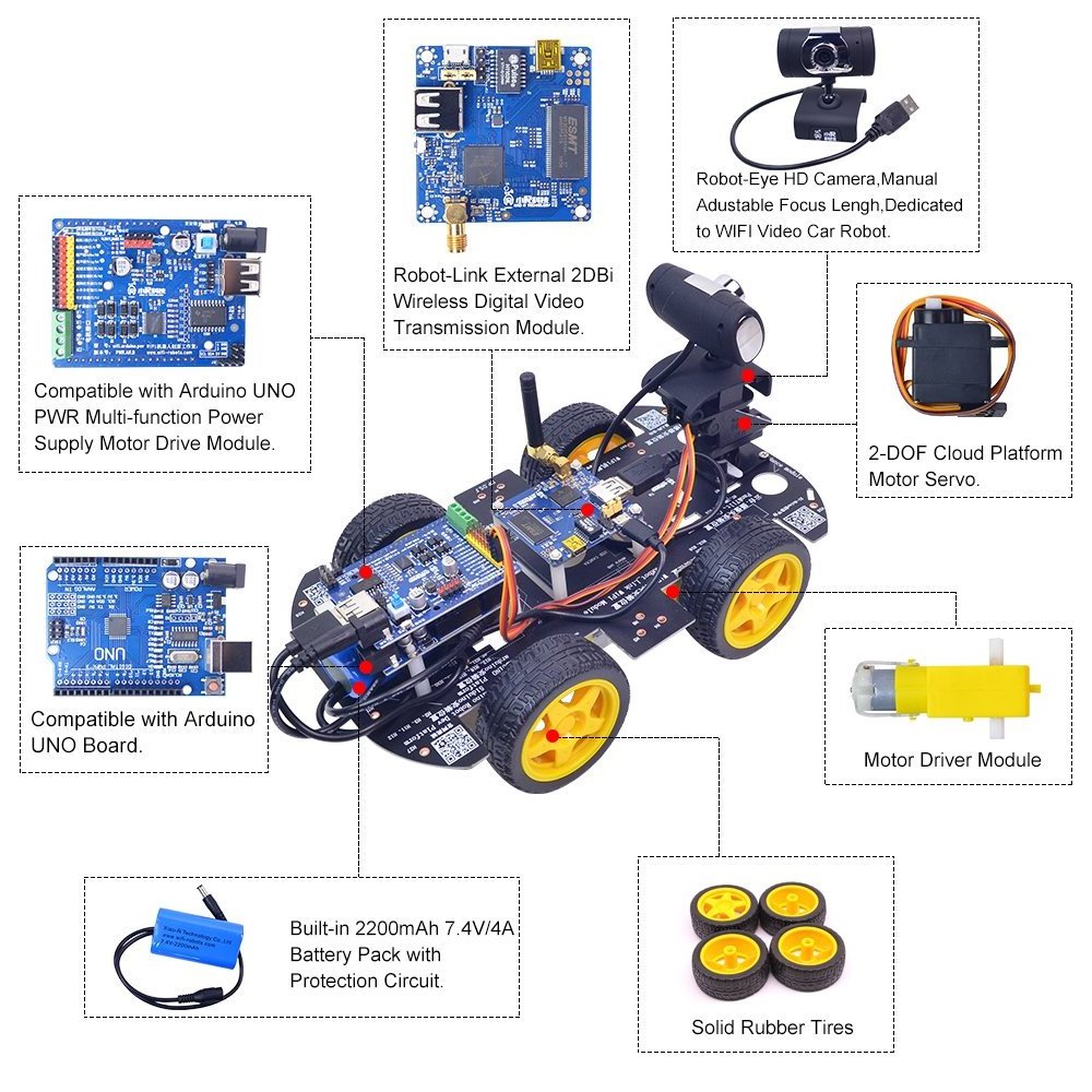 XiaoR Geek DS WiFi Smart Robot Car Kit for  R3,Remote Control HD Camera FPV Robotics Learning & Electronic Toy