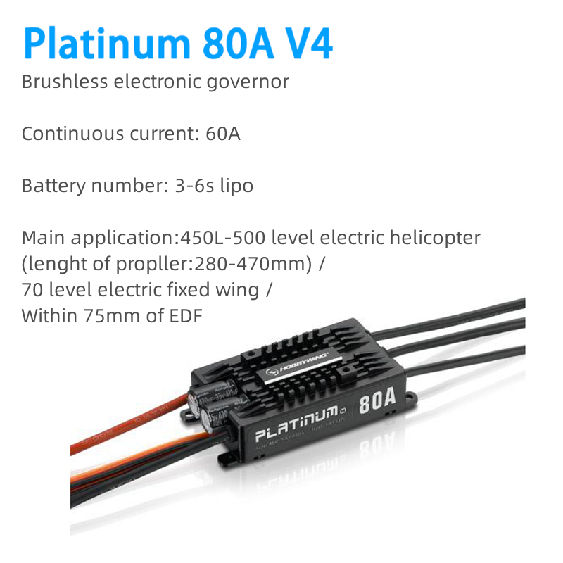 Hobbywing  Platinum rc plane  esc 40A/ 60A/ 80A /120A/ 130A/ 200A V4  fpv drone brushless ESC drone kit