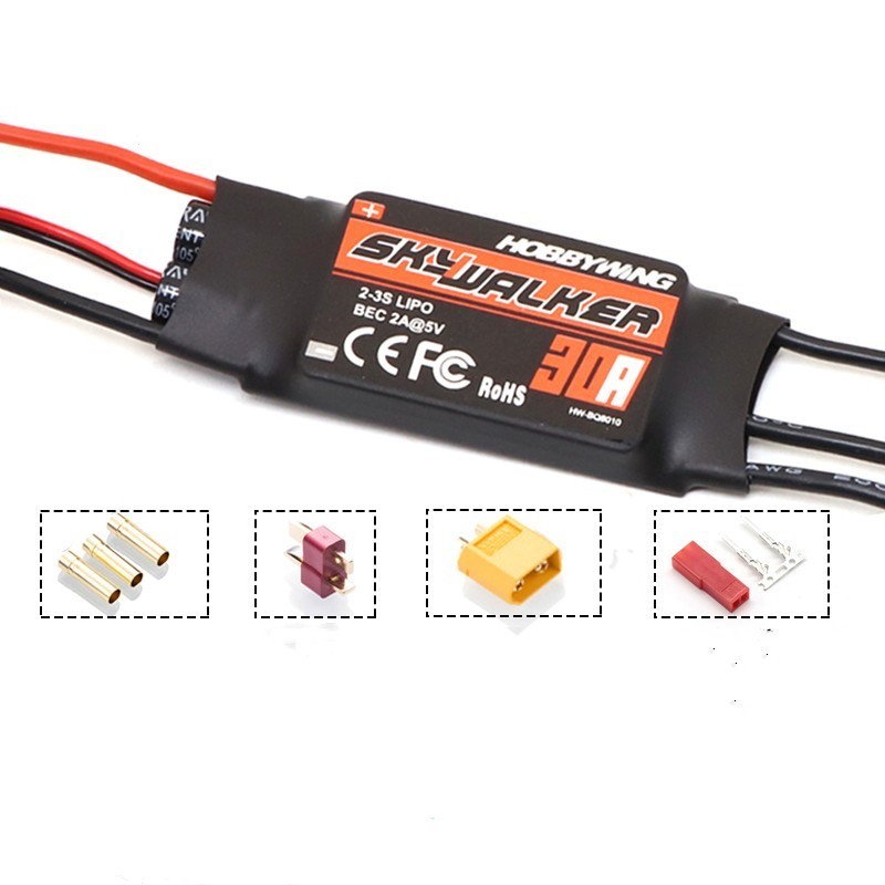 hobbywing  rc plane brushed esc 12a  20a 30a 40a 50a 60a 80a fpv  brushless airplane ESC drone kit  ESC for fix Wing airplane