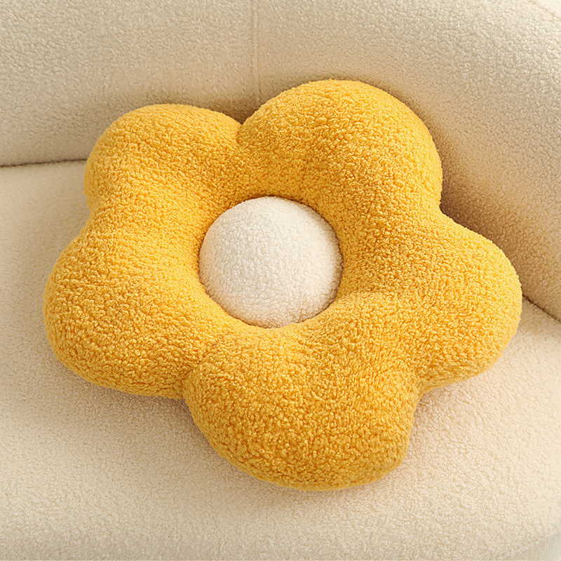 Ins Hot Sell The Best Teddy Boucle Fabric Plush Newborn Nursery Dector Teddy Daisy Cushion