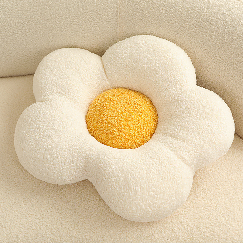 Ins Hot Sell The Best Teddy Boucle Fabric Plush Newborn Nursery Dector Teddy Daisy Cushion