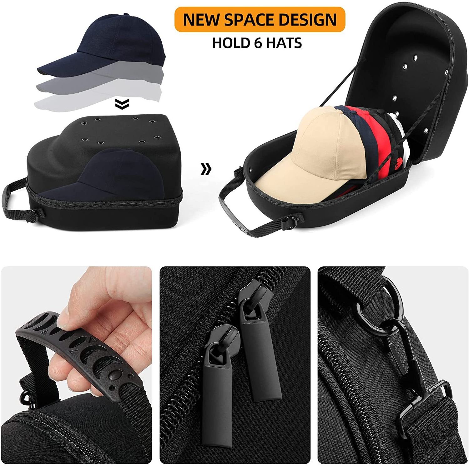 Custom EVA Baseball Portable Hat Storage Boxes EVA Cap Case Carrying Carrier Travel Case Bag