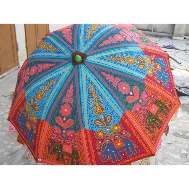 Specialized In Exquisite Hand Crafted Decorative Sun Umbrellas Exotic Garden Umbrella Embroidered Fashion Cotton Sun Umbrella