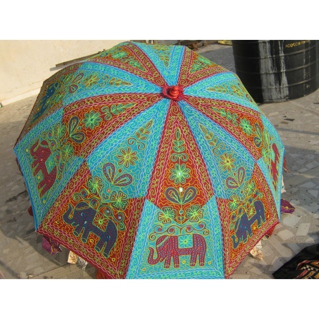 Specialized In Exquisite Hand Crafted Decorative Sun Umbrellas Exotic Garden Umbrella Embroidered Fashion Cotton Sun Umbrella