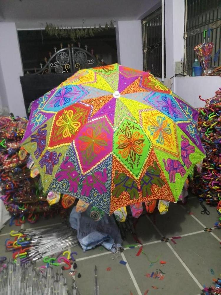 Traditional Cotton Sari material Handmade Parasols tribal Bohemian Colorful Embroidered Umbrellas sun protector umbrella