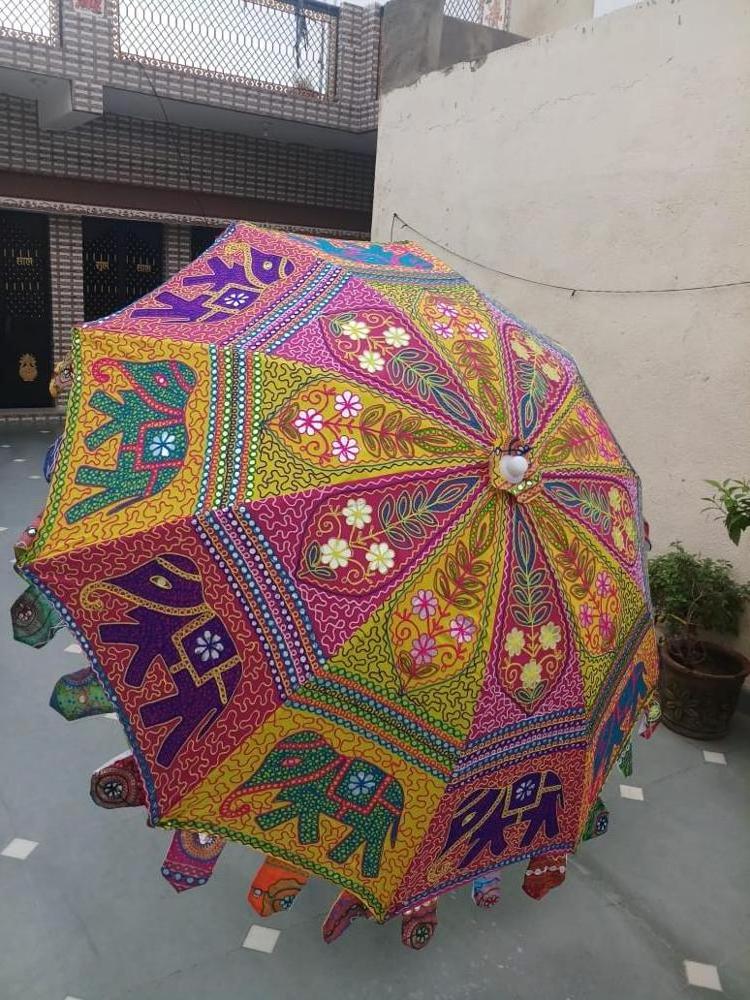 Traditional Cotton Sari material Handmade Parasols tribal Bohemian Colorful Embroidered Umbrellas sun protector umbrella