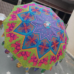 Traditional Cotton Sari material Handmade Parasols tribal Bohemian Colorful Embroidered Umbrellas sun protector umbrella