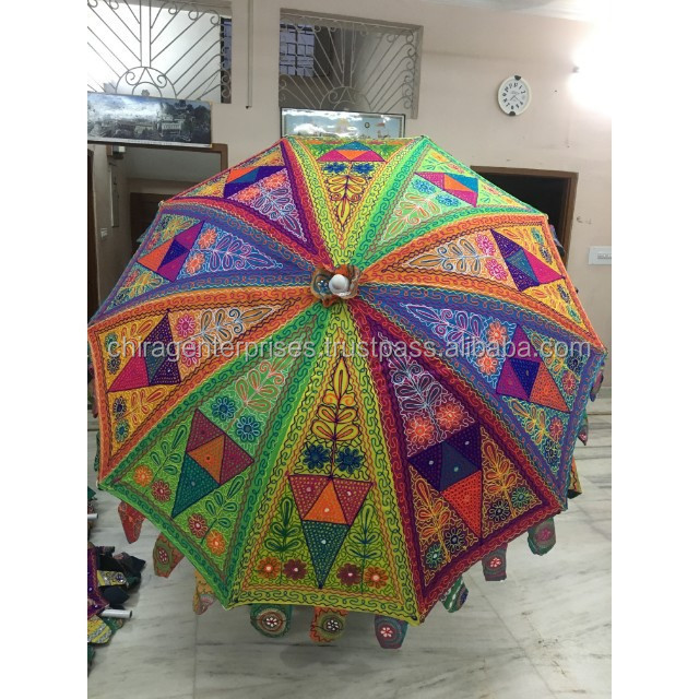 Love Birds Umbrella Heart Shaped Decorative Umbrella Tribal Ethnic Handmade Bohemian Embroidered Garden Parasols