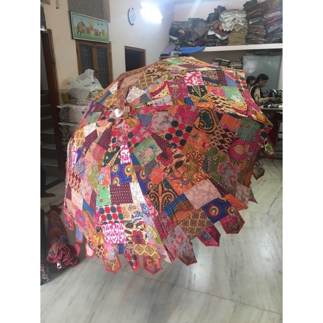 Ethnic Handmade Indian Garden Umbrella large Decorative Garden Umbrella Tribal Bohemian Garden Umbrella's