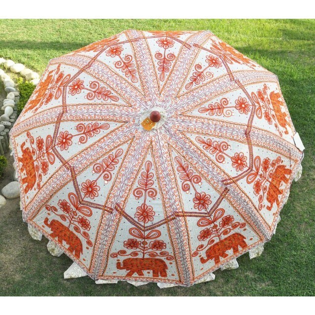 Exotic Sweet Garden Umbrellas in tribal embroideries from India- indian handmade traditional parasols