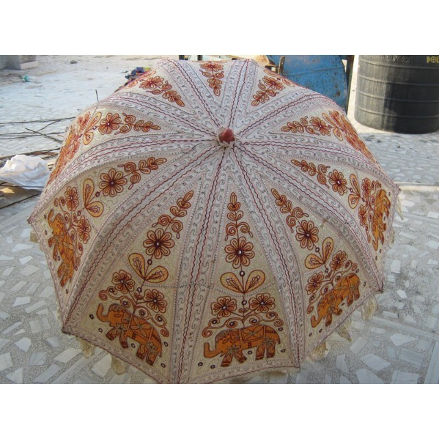 Exotic Sweet Garden Umbrellas in tribal embroideries from India- indian handmade traditional parasols