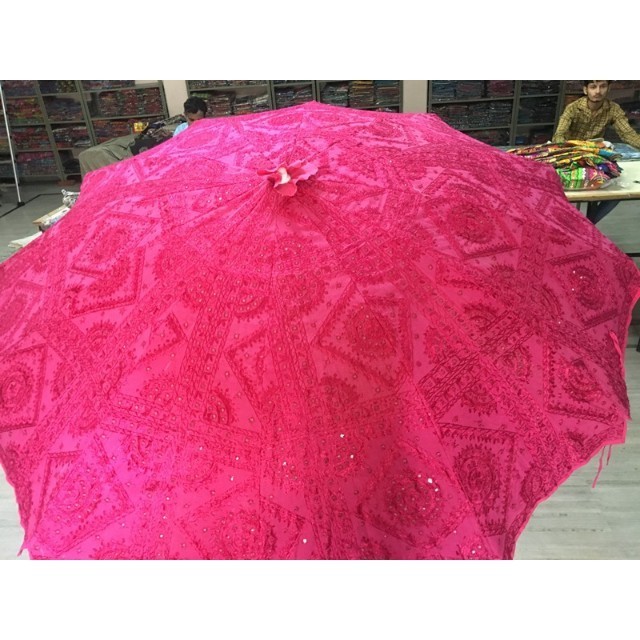 High Quality Biggest variety wholesale handwork umbrella with thread embroidery Indian wedding decoration umbrella art