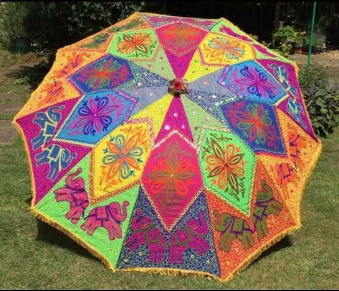 Indian Handmade Patchwork Mandala Umbrella Sun Protection Rain Parasole Umbrella decoration Umbrella