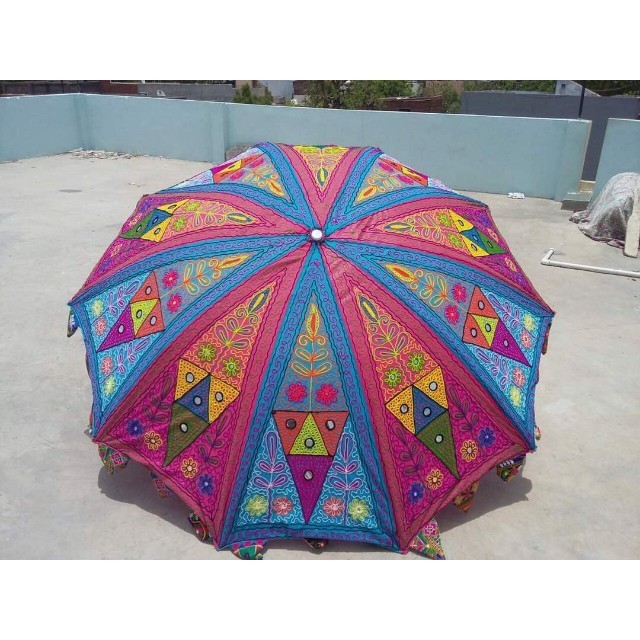 Handmade Peacock Garden Umbrella Parasol Wedding Umbrella Handmade Outdoor Patio Parasol Indian Sunny Rajasthani Embroidery