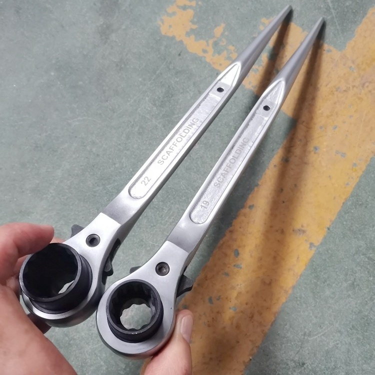 Chiree Tools Industrial Quality Hand Tools Double Sockets Reversible Ratcheting Wrench 19 22mm Scaffold Construction Spud Podger