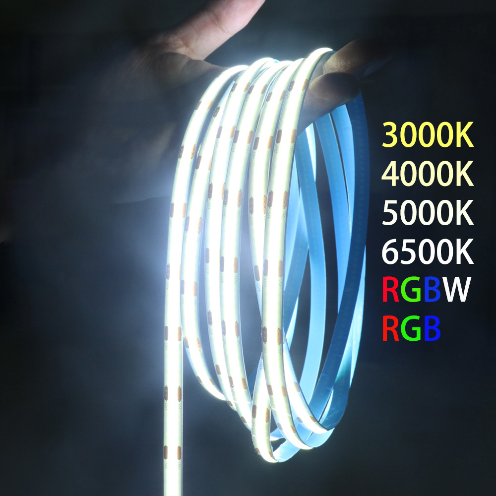 Hot Sale 3mm Ip68 Waterproof 5v 12v 24v 110v 220v Rgb Rgbw Flexible Led Cob Strip Light Cob Led Strip