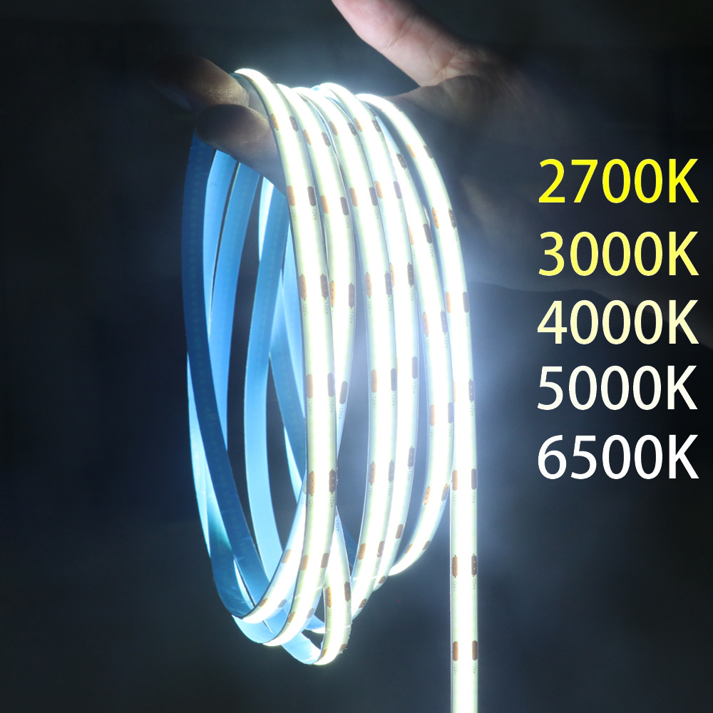 2023 New Product 10m Led Cob Strip Cold Light Warm Light 12v 6500k Usb Rgb Flexible Cob Led Strip