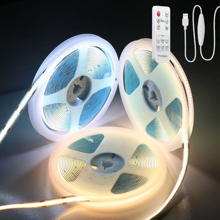 2023 Popular RGBW Light 6500K Cob Led Strip Bounding Wall 24v Remote Control Flexible Cob Led Strip