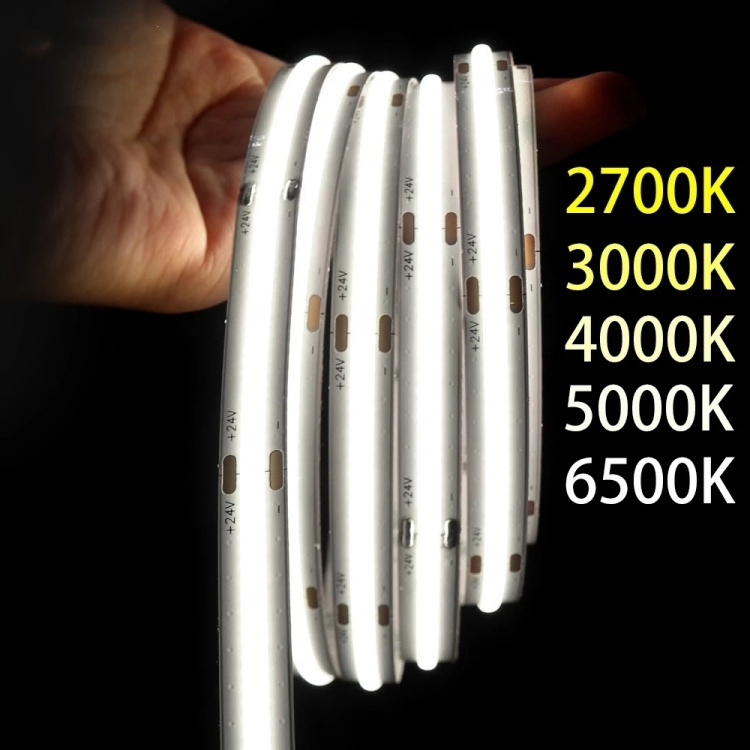 High Quality Cob Led Strip 3000K 4000K 6500K Light 12V 24V Flexible Cob Led Strip