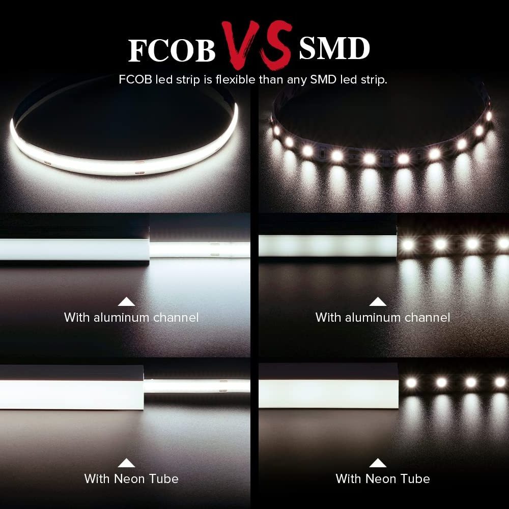 CE Rohs 3000k 4000k 6500k Smart Warm Cold White 12v 24v 220v RGB RGBW RGBIC Flexible Cob Led Strip Light