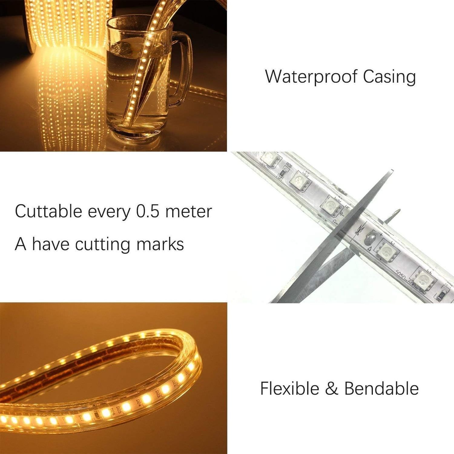 Customizable 220v Transparent Silicone Smd2835 Outdoor Waterproof Smd 2835 5050 RGB Led Strip Light