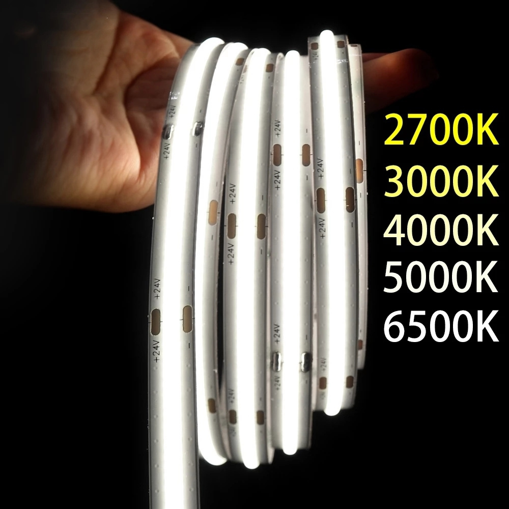 High Quality 5V 12V 24V 220V 2800k-6500k Cob Led Strip Lights 3mm 8mm 10mm 12mm Led Cob Strip