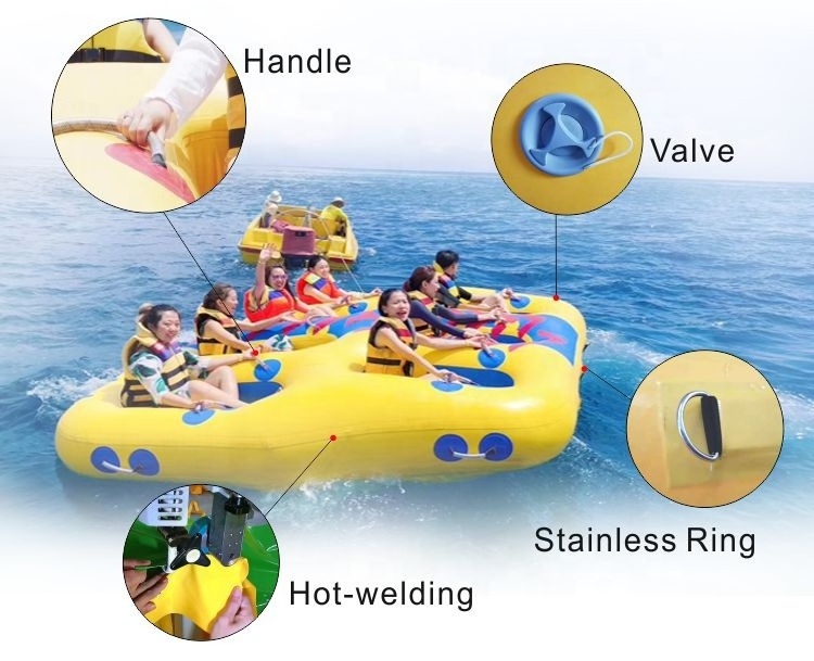 5 Person Donut Boat Inflatable Water Towable Tube Ski Boat For Jet Ski Water Fun