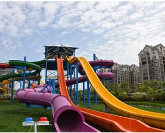 high quality Water Park Rides  Fiberglass Rainbow Racing Slide  Rainbow  Slide for Swimming Pool tube slide for kids and adults