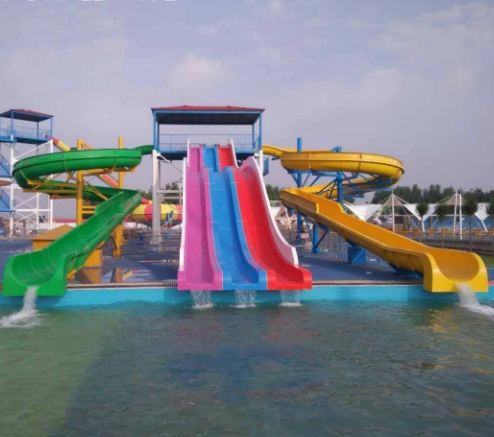 high quality Water Park Rides  Fiberglass Rainbow Racing Slide  Rainbow  Slide for Swimming Pool tube slide for kids and adults