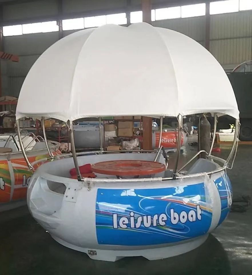 BBQ Boat Electric  Polyethylene BBQ Donut Boat with Sunshade Waterpark for Adult Party