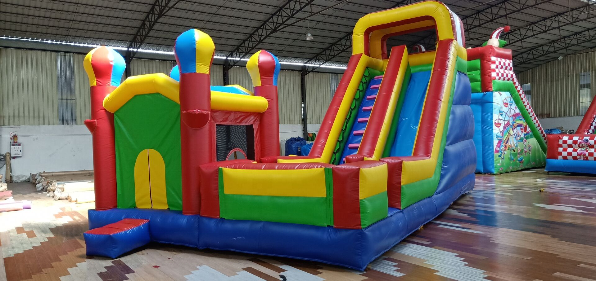 inflatable bounce house with slide carton inflatable castle combo slide with pool for kids and adult