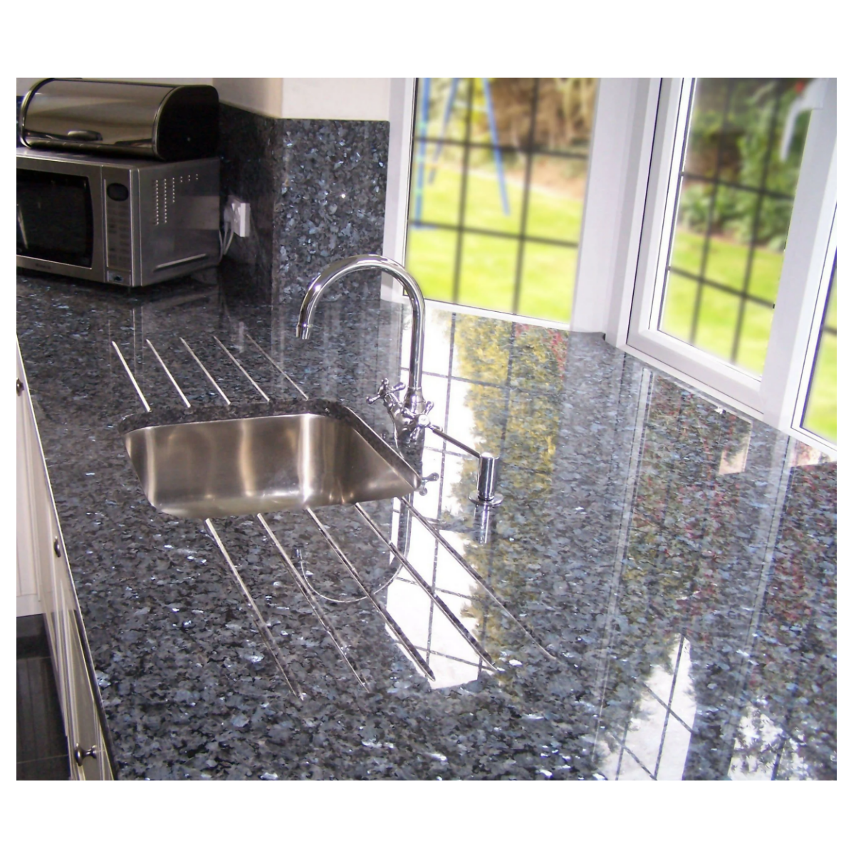 Polished Blue Pearl Granite Slabs For Coffee Table Top Granite Kitchen Countertop Half Bullnose Edges For Kitchen