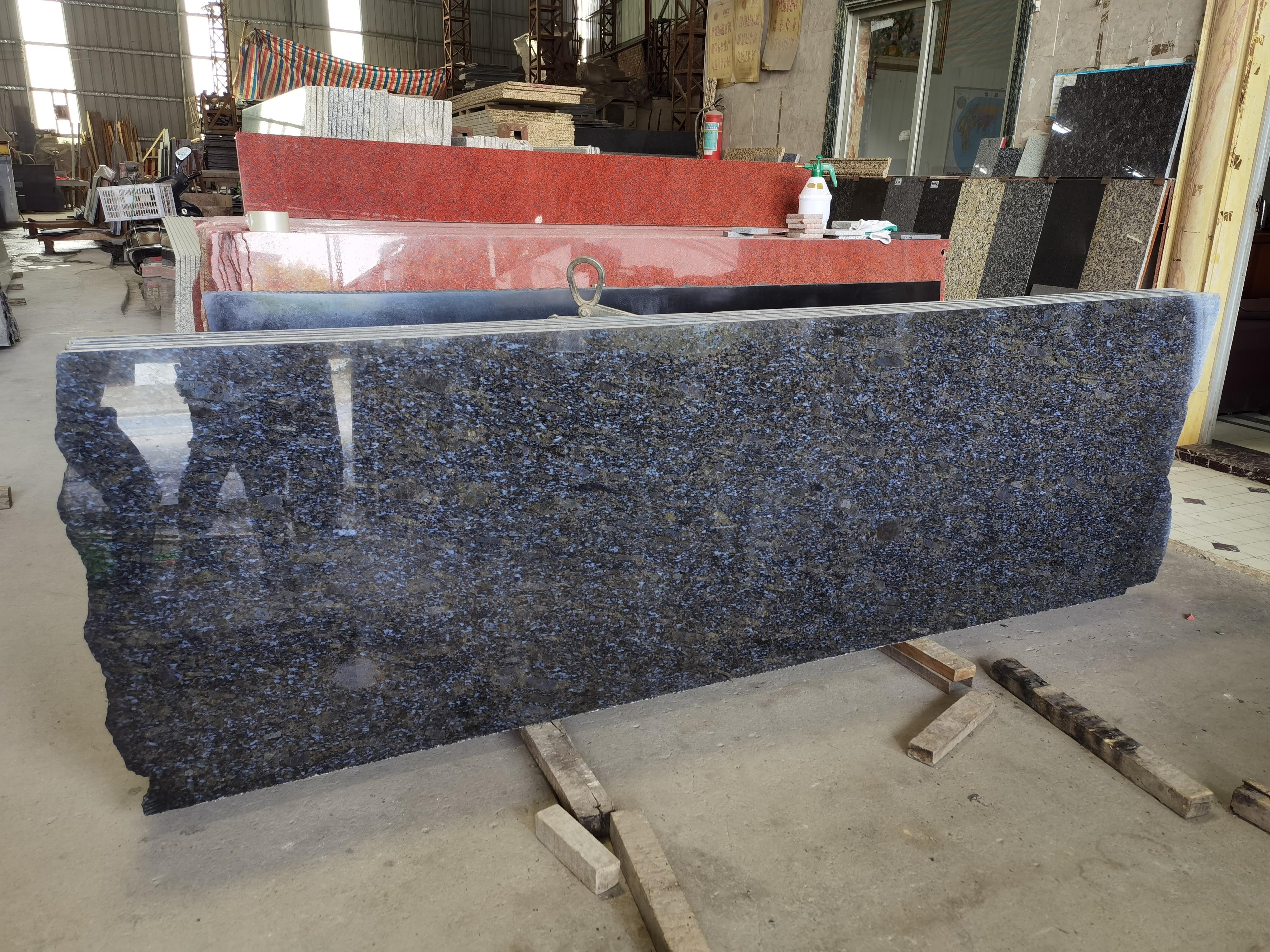 Blue  Butterfly Wholesale Prefabricated Pre Cut Natural Stone Granite Kitchen Island Countertops Beveled Edge Vanity Top