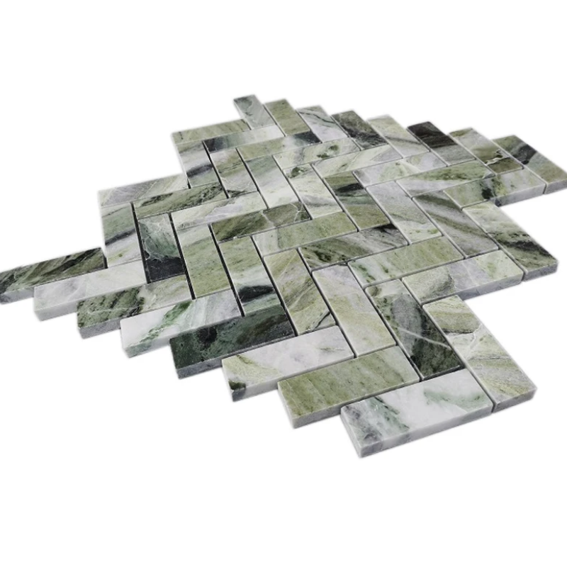 Hot Sale Polished Herringbone New Ice Jade Emerald Green Marble Mosaic