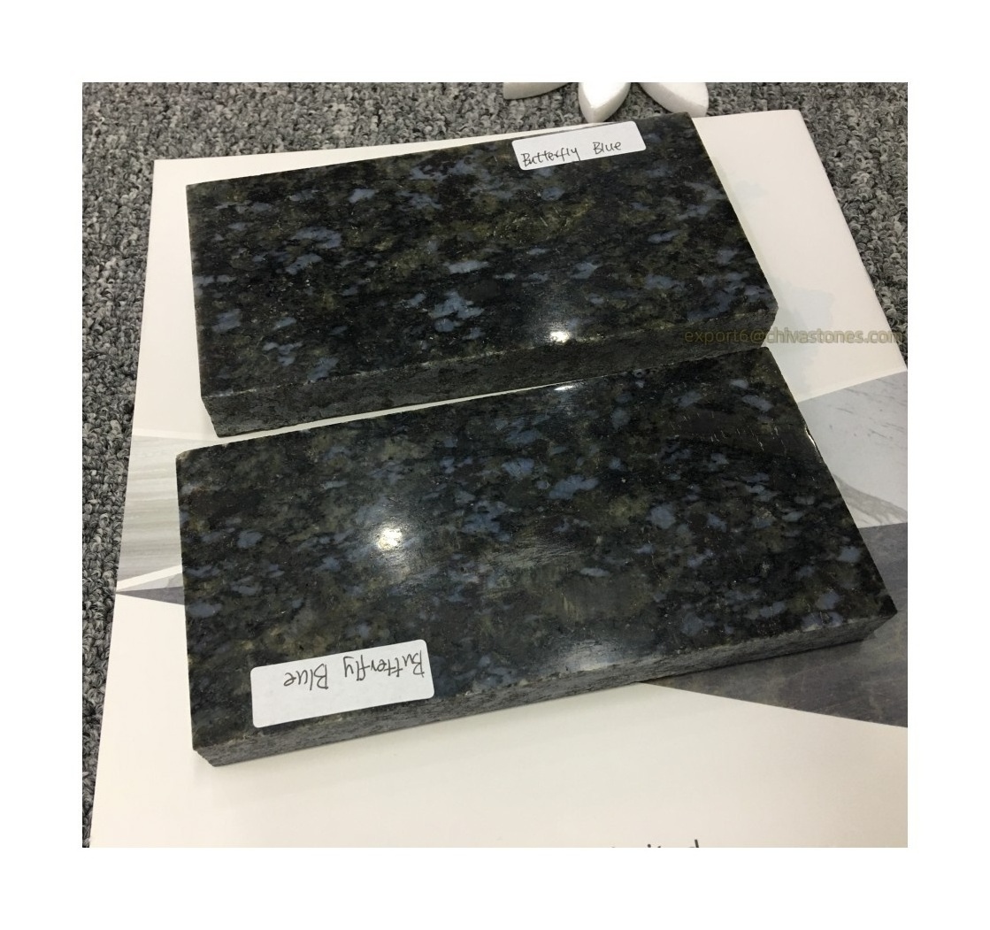 Blue  Butterfly Wholesale Prefabricated Pre Cut Natural Stone Granite Kitchen Island Countertops Beveled Edge Vanity Top