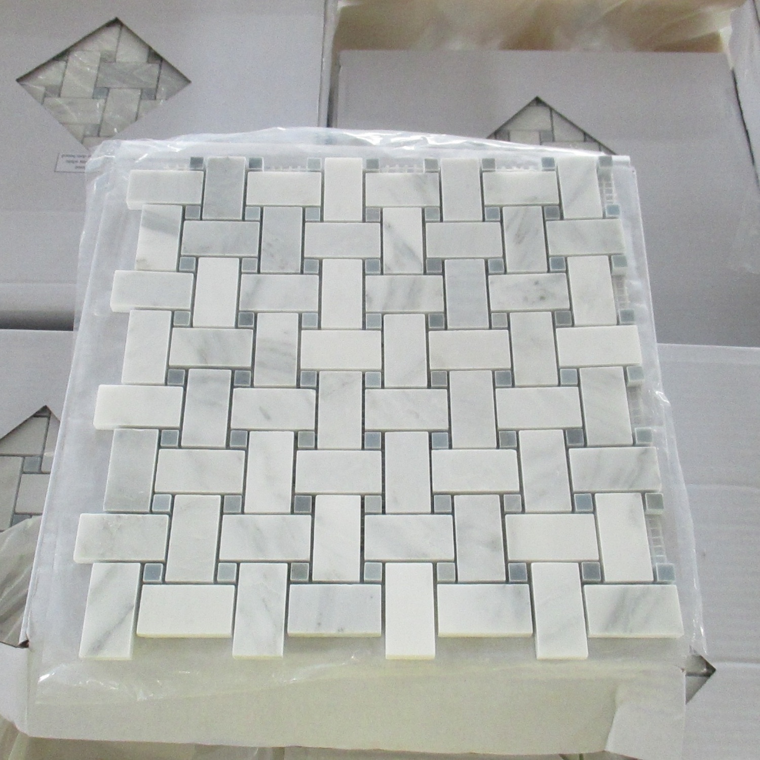 Carrara White Stone Marble Mosaic Wall Tile Basketweave Pattern Mosaic