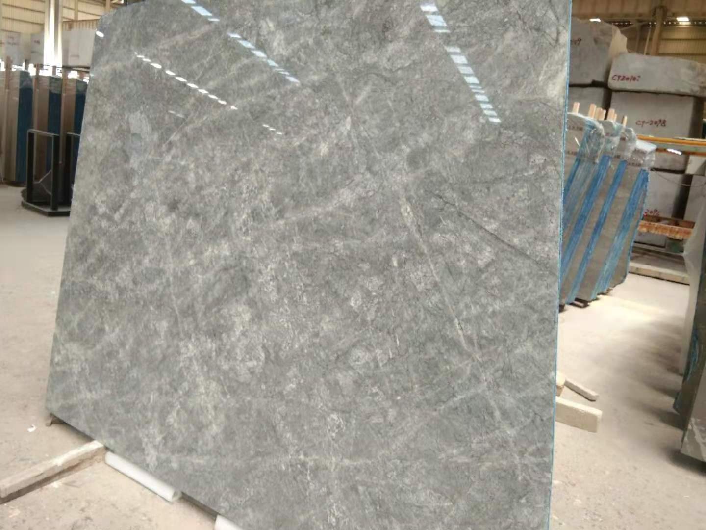 Stock Arrival Turkey Blue Snow Grey Polished Marble for Big Slabs Floor Wall Tiles Kitchen Countertop