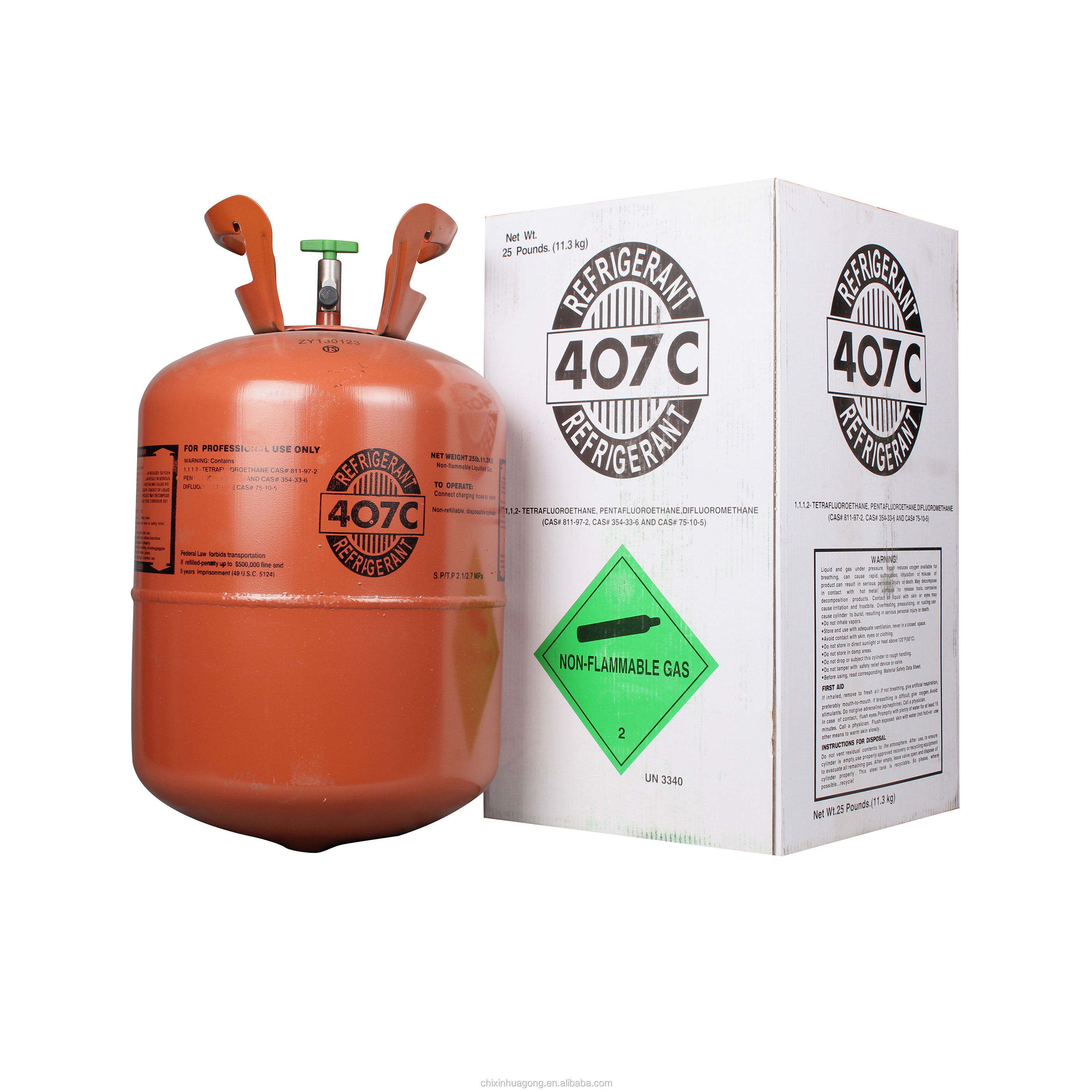 Hot sale Refrigerant R407c 99.8% Purity refrigerant gas 407c 410a 134a