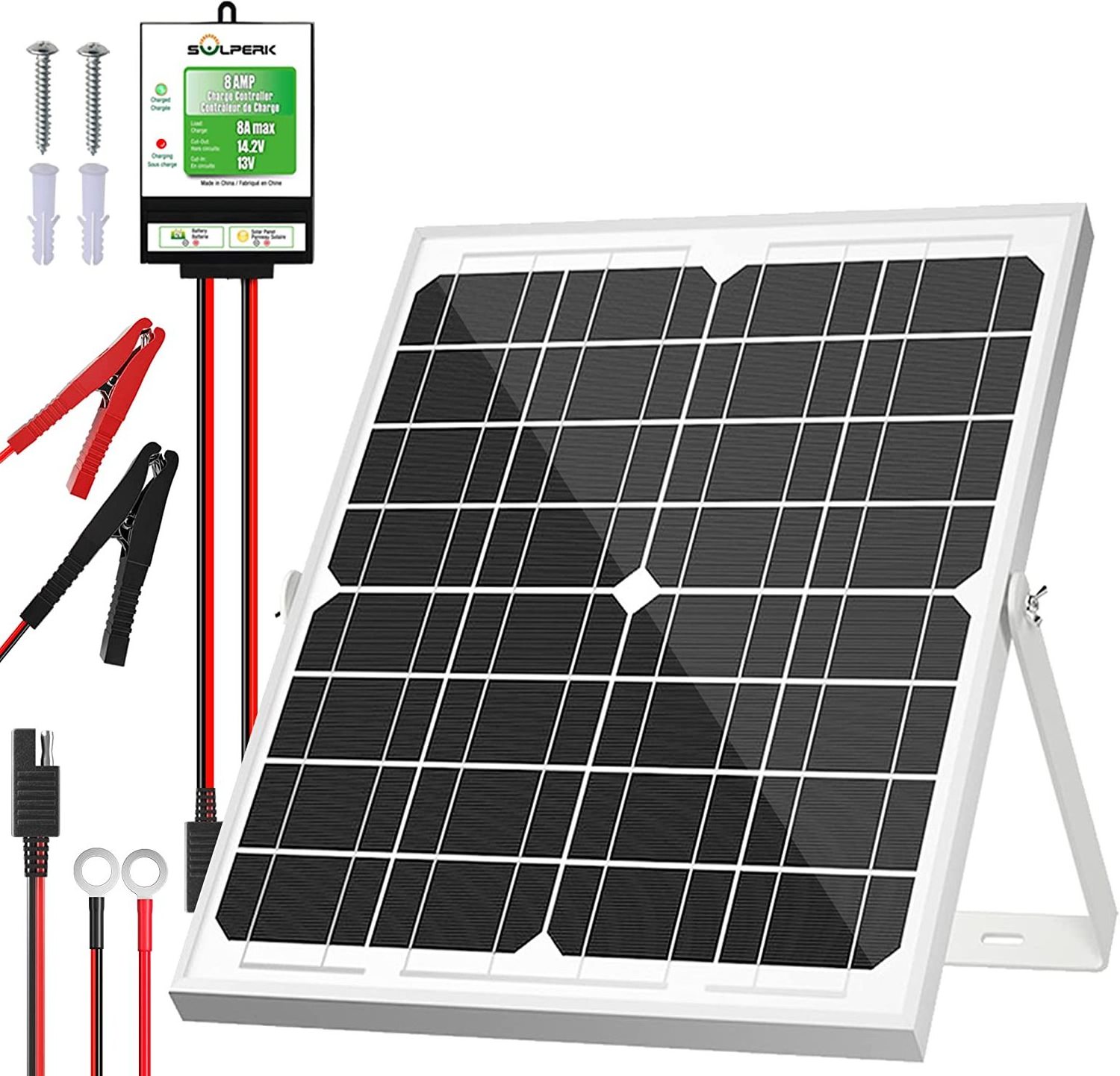 Solar Panel Kit 20W 12V Solar Battery Trickle Charger Maintainer Upgrade Controller Adjustable Mount Bracket for Boat Car RV