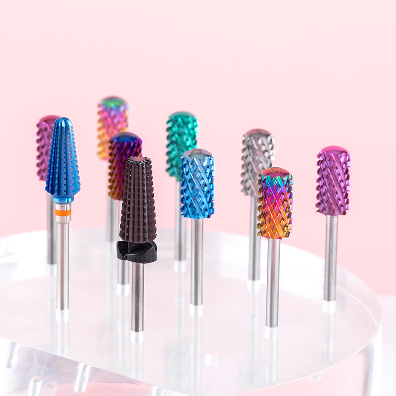 High Quality Supplier Carbide Nail Bits Blue Nano New Color Coating Ruby Manicure Bits Sticks Shape Red Pink Nail Carbide Bit